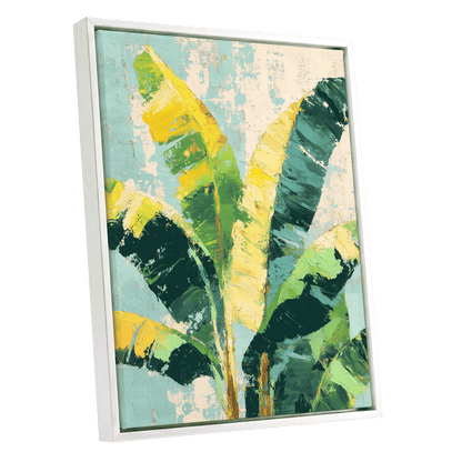 Sunlit Banana Canopy – white framed canvas option