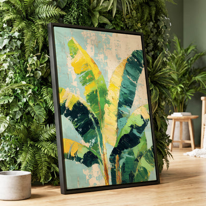 Sunlit Banana Canopy – wall art displayed in a styled interior, gallery view 1