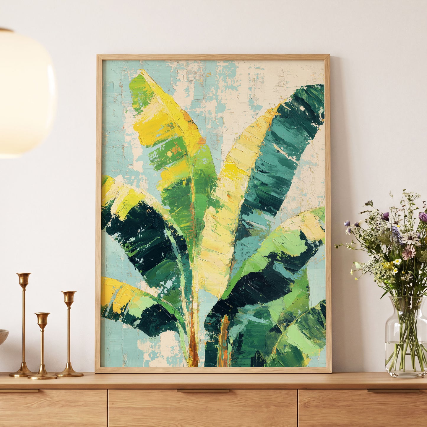 Sunlit Banana Canopy – wall art displayed in a styled interior, gallery view 5