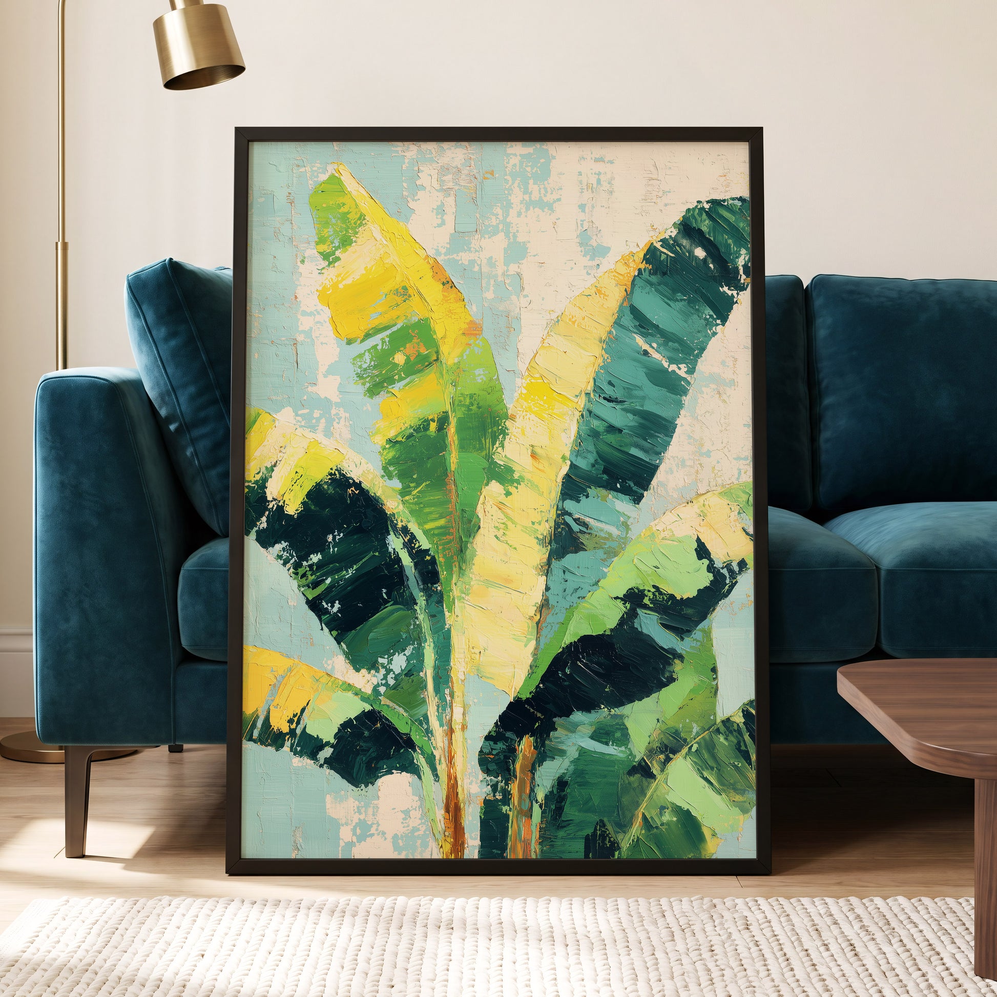 Sunlit Banana Canopy – wall art displayed in a styled interior, gallery view 6