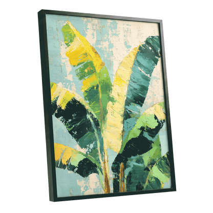 Sunlit Banana Canopy – black framed poster option