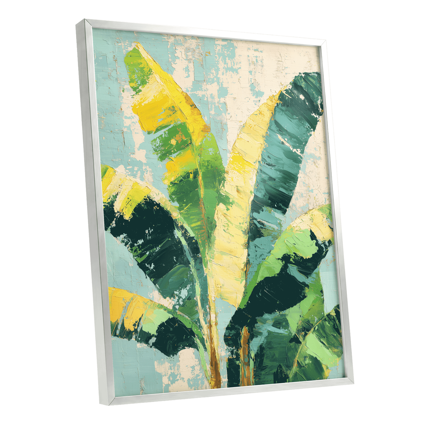 Sunlit Banana Canopy – silver framed poster option
