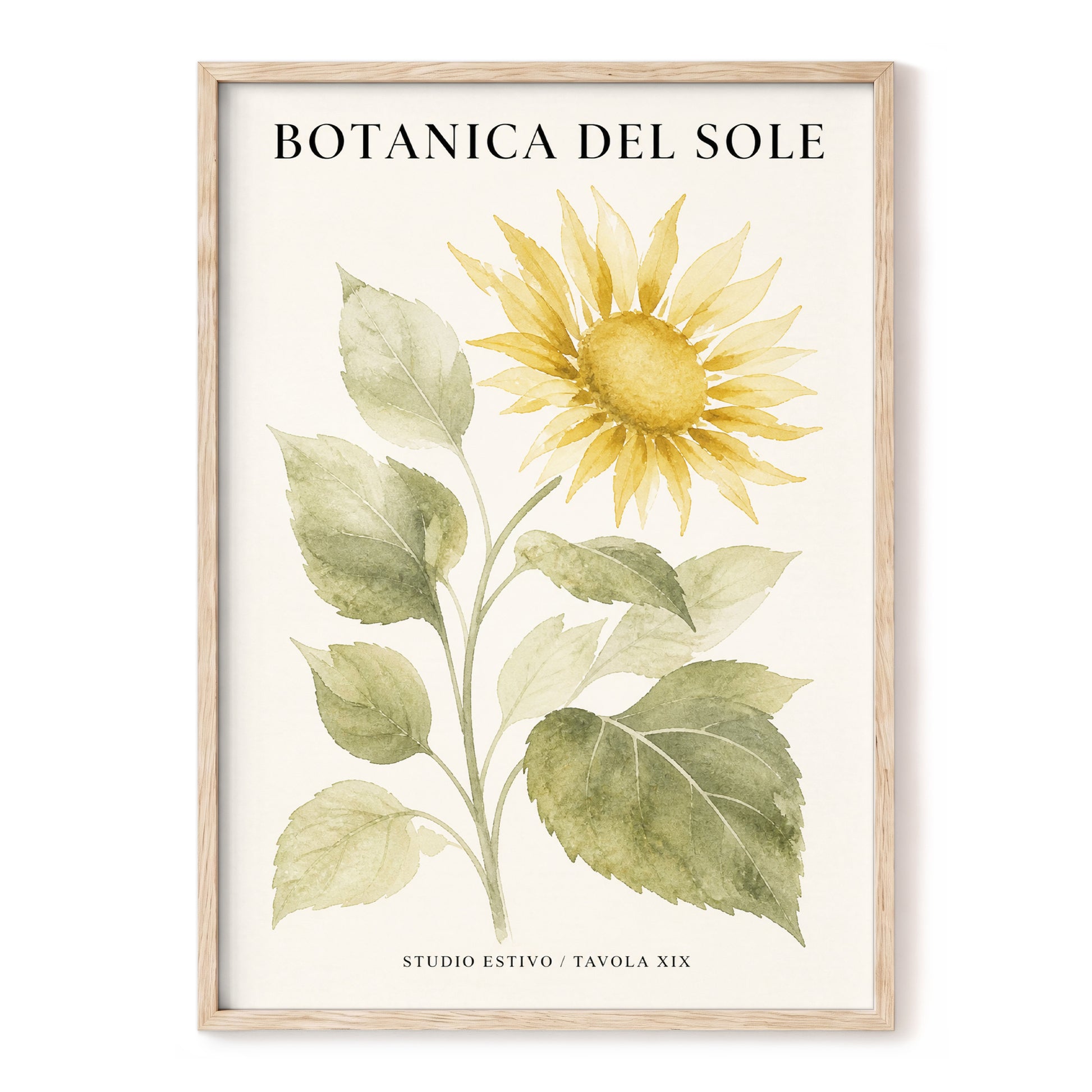 Sunlit Botanical, gold, green, beige floral wall art, front artwork view