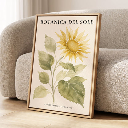 Sunlit Botanical, gold, green, beige floral wall art displayed in a styled interior, gallery view 2