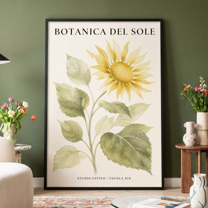 Sunlit Botanical, gold, green, beige floral wall art displayed in a styled interior, gallery view 4