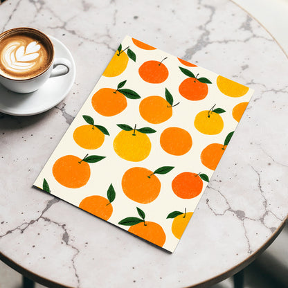 Sunlit Citrus Scatter, orange, yellow, green nature wall art displayed in a styled interior, gallery view 3