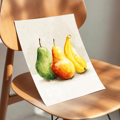 Sunlit Fruit Trio, green, beige, yellow nature wall art displayed in a styled interior, gallery view 5