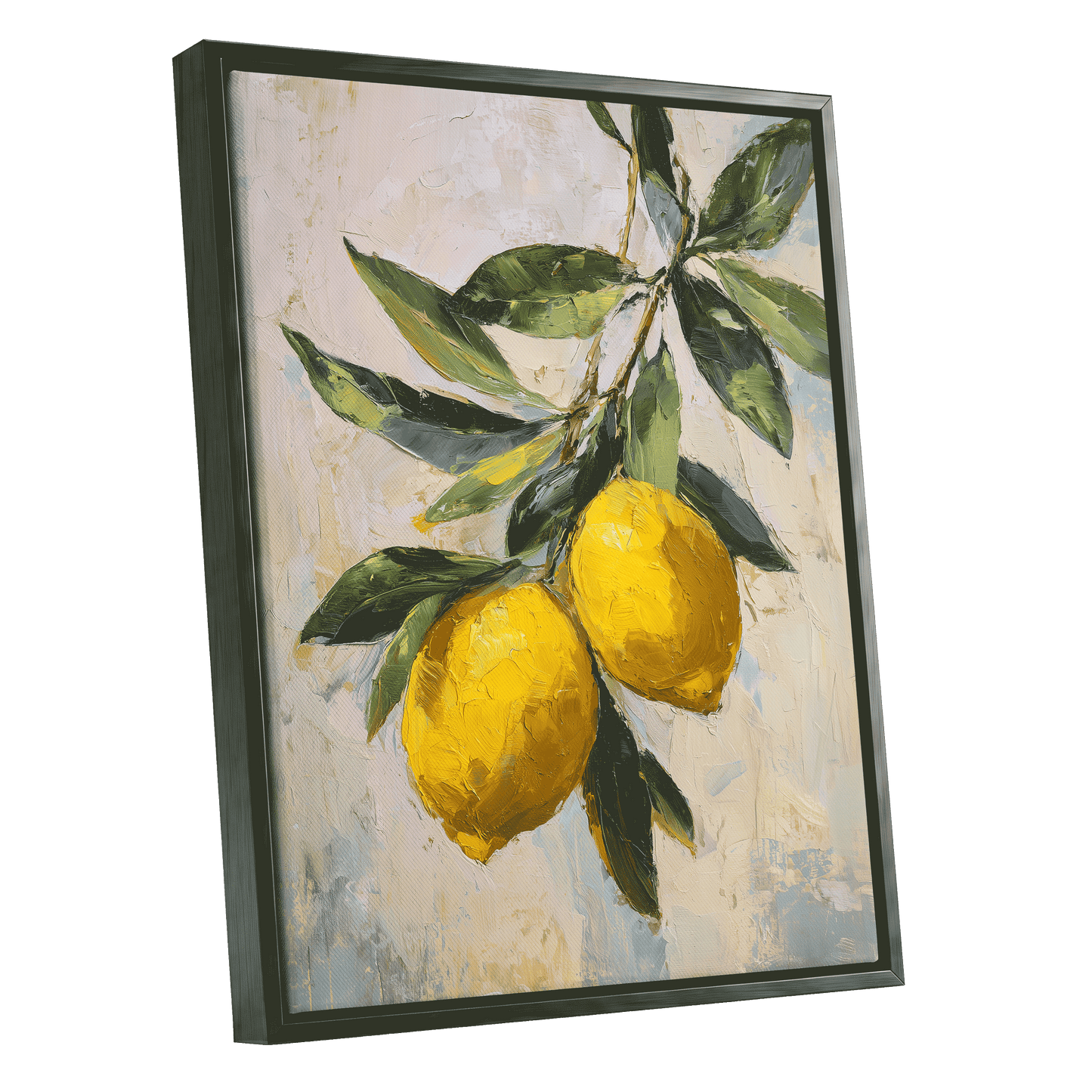 Sunlit Lemon Bough – black framed canvas option