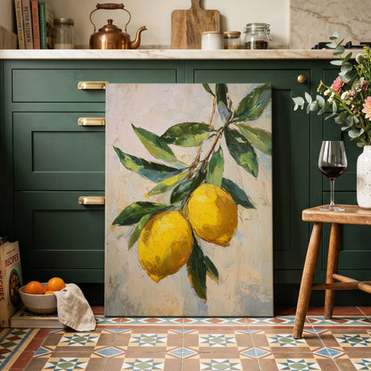 Sunlit Lemon Bough – canvas wall art in a styled interior, gallery view 1
