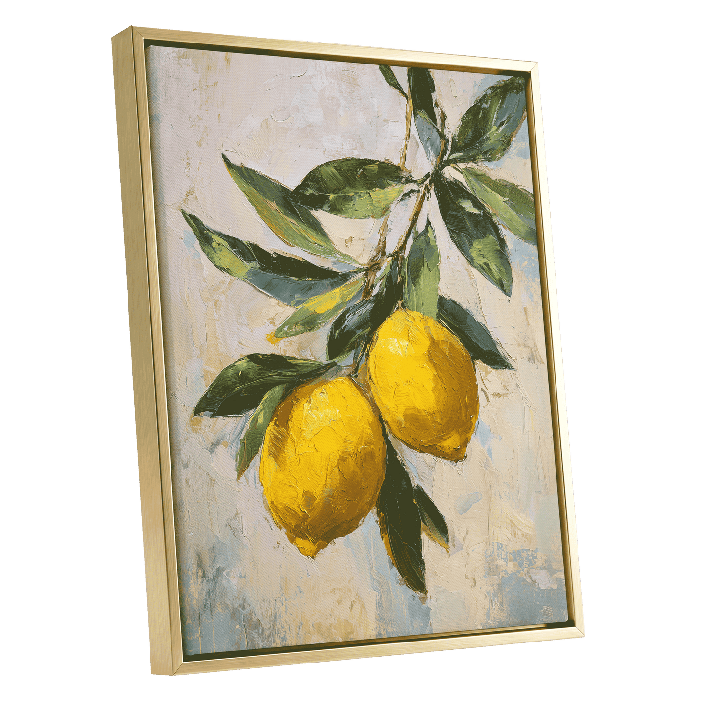 Sunlit Lemon Bough – gold framed canvas option