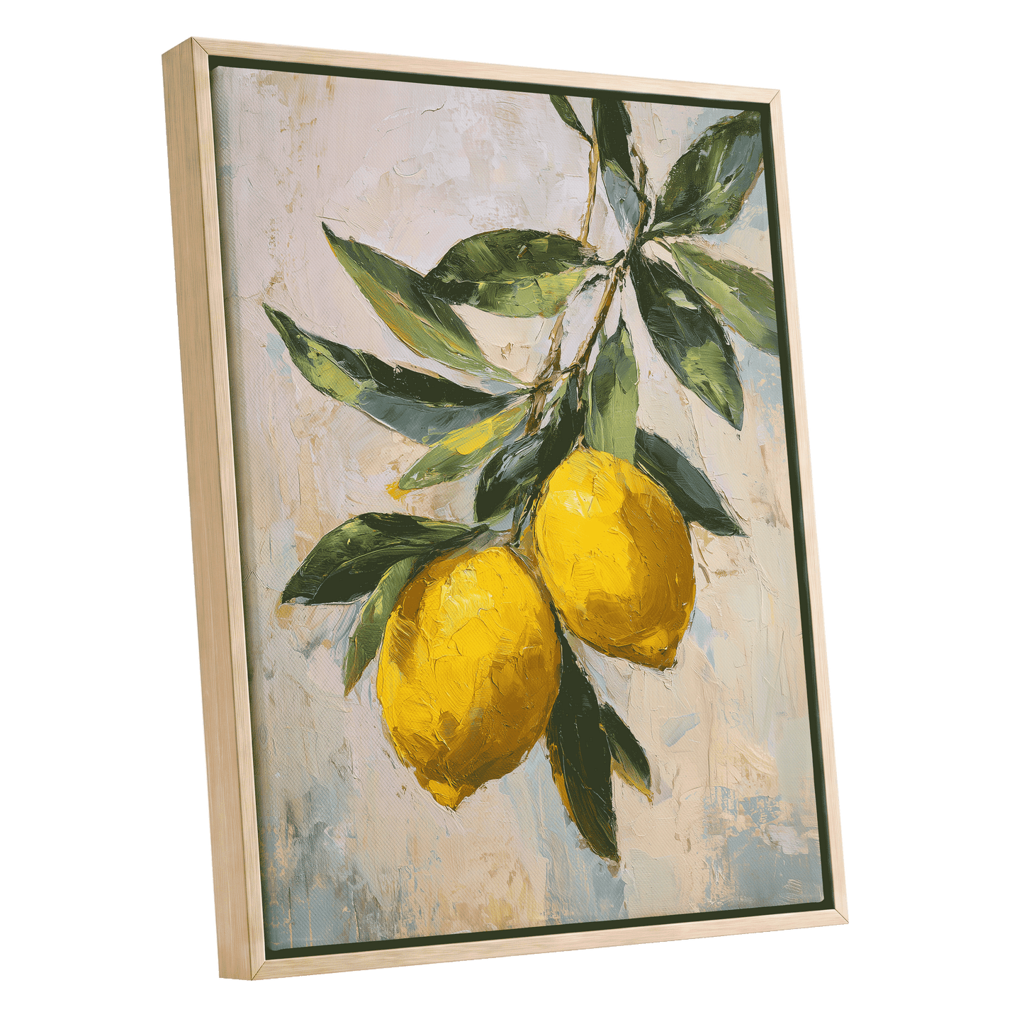 Sunlit Lemon Bough – oak framed canvas option