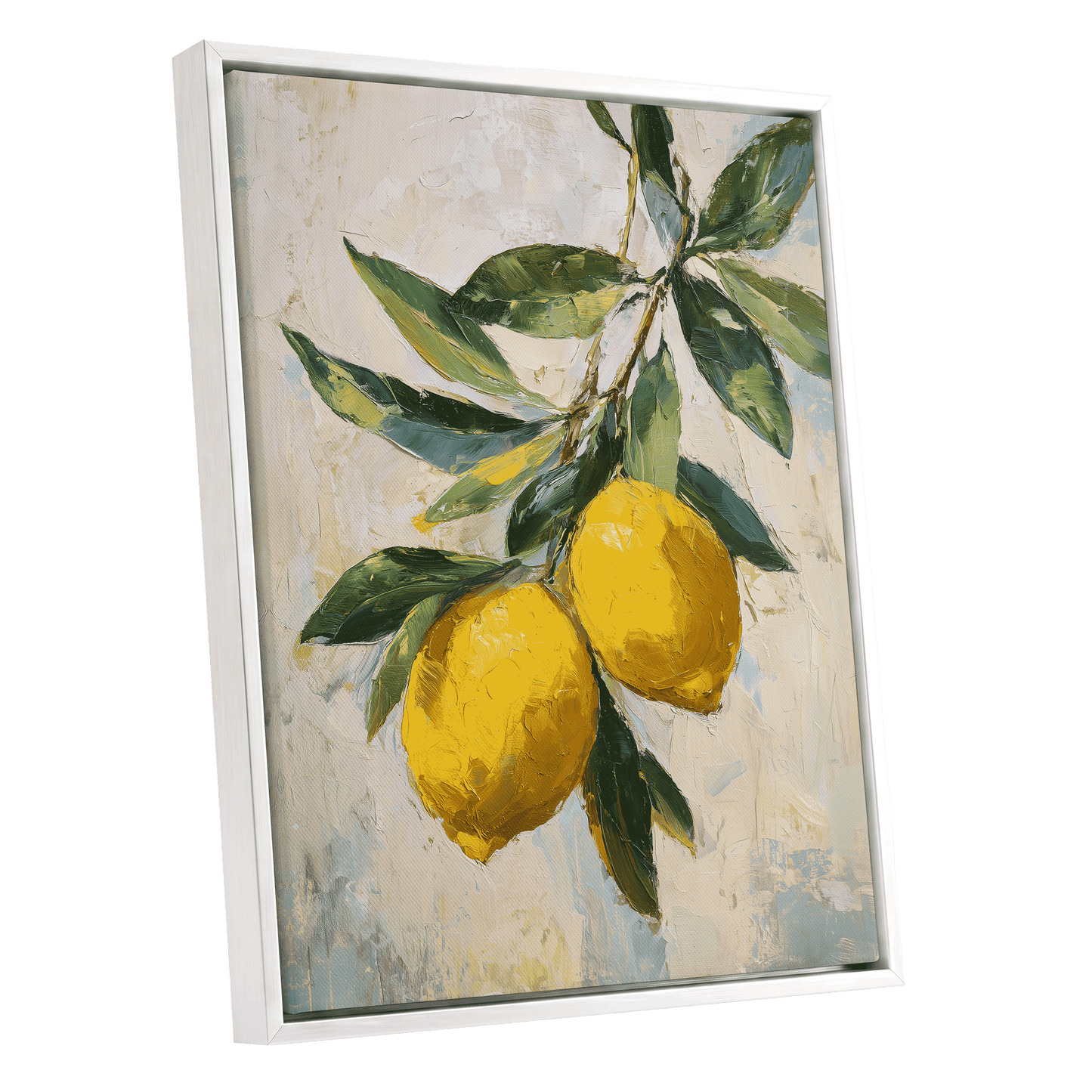 Sunlit Lemon Bough – white framed canvas option