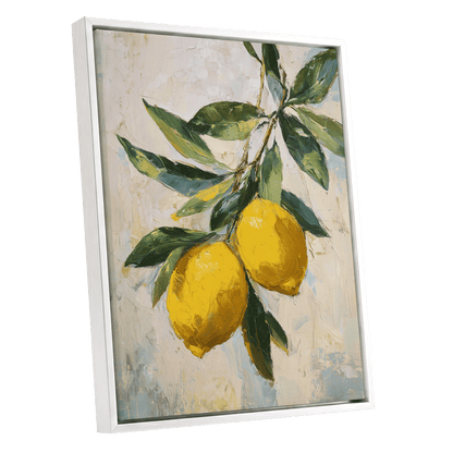 Sunlit Lemon Bough – white framed canvas option