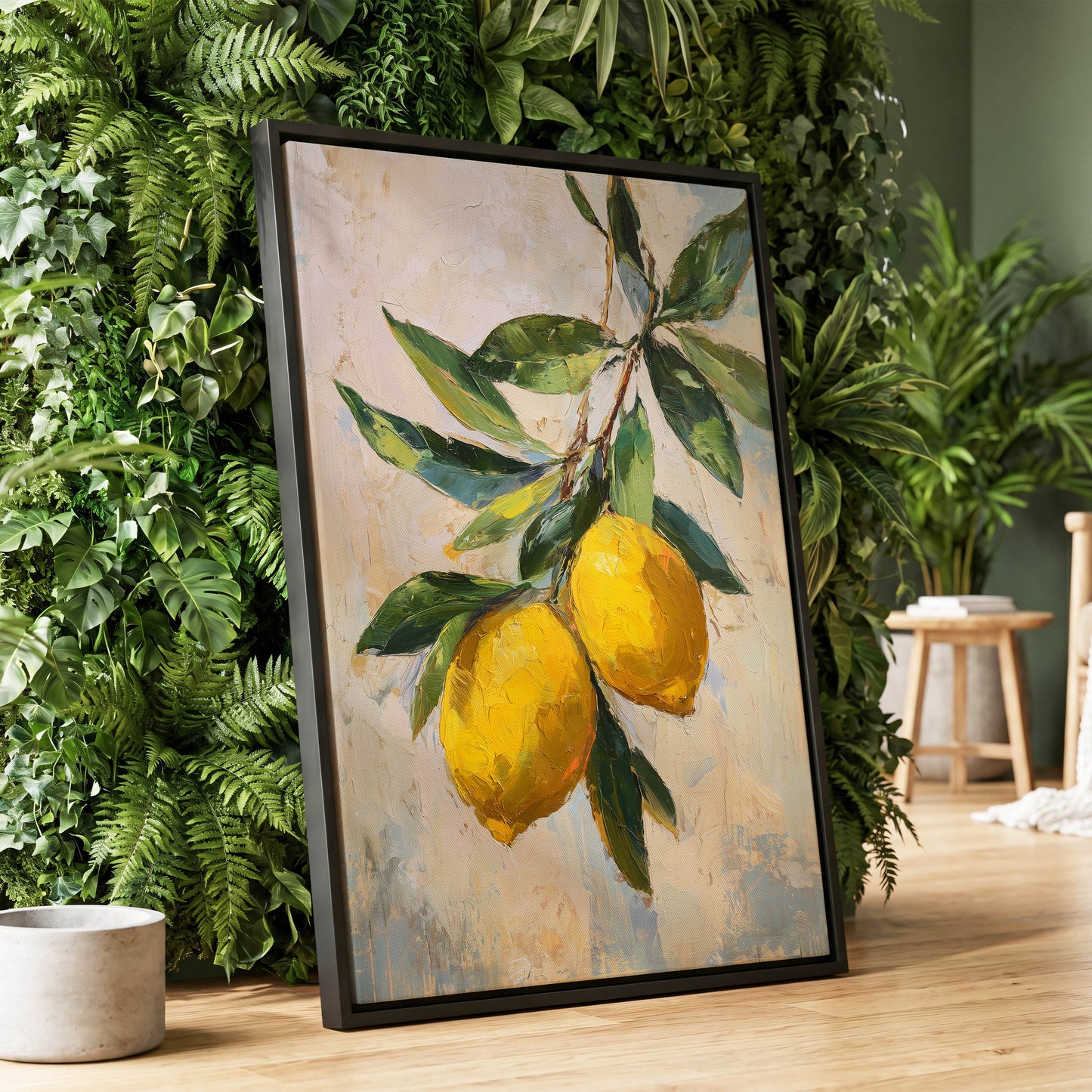Sunlit Lemon Bough – wall art displayed in a styled interior, gallery view 1