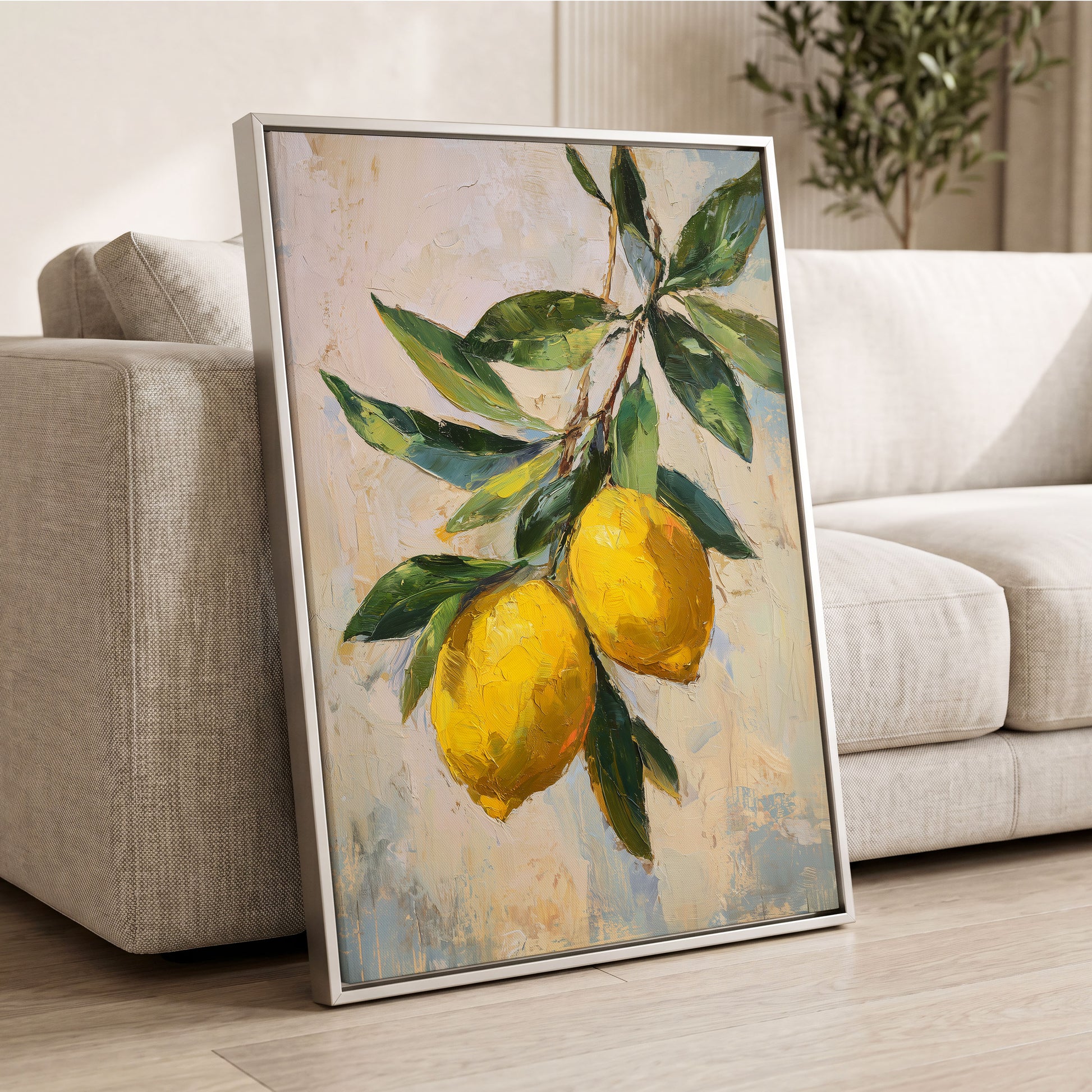 Sunlit Lemon Bough – wall art displayed in a styled interior, gallery view 2