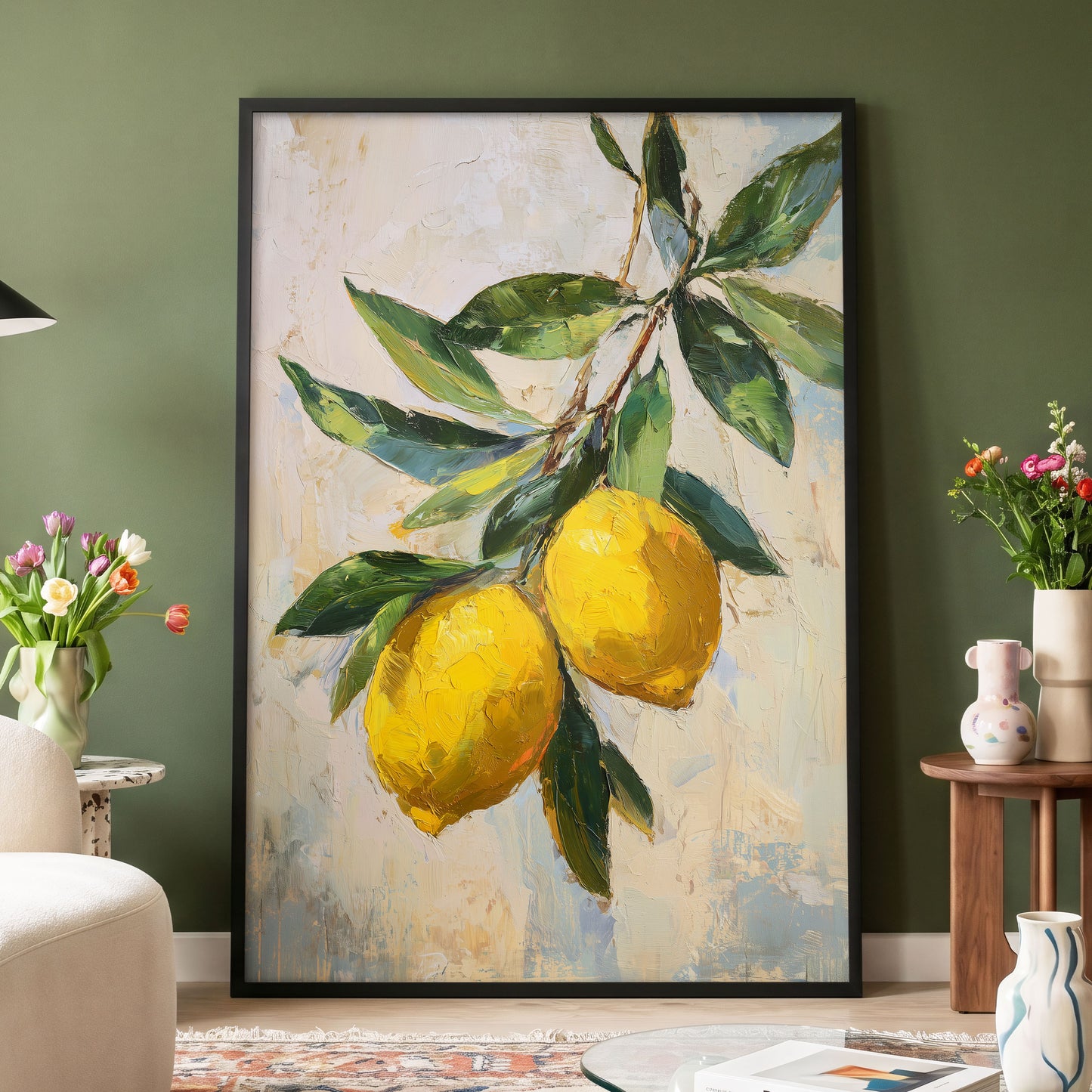 Sunlit Lemon Bough – wall art displayed in a styled interior, gallery view 4