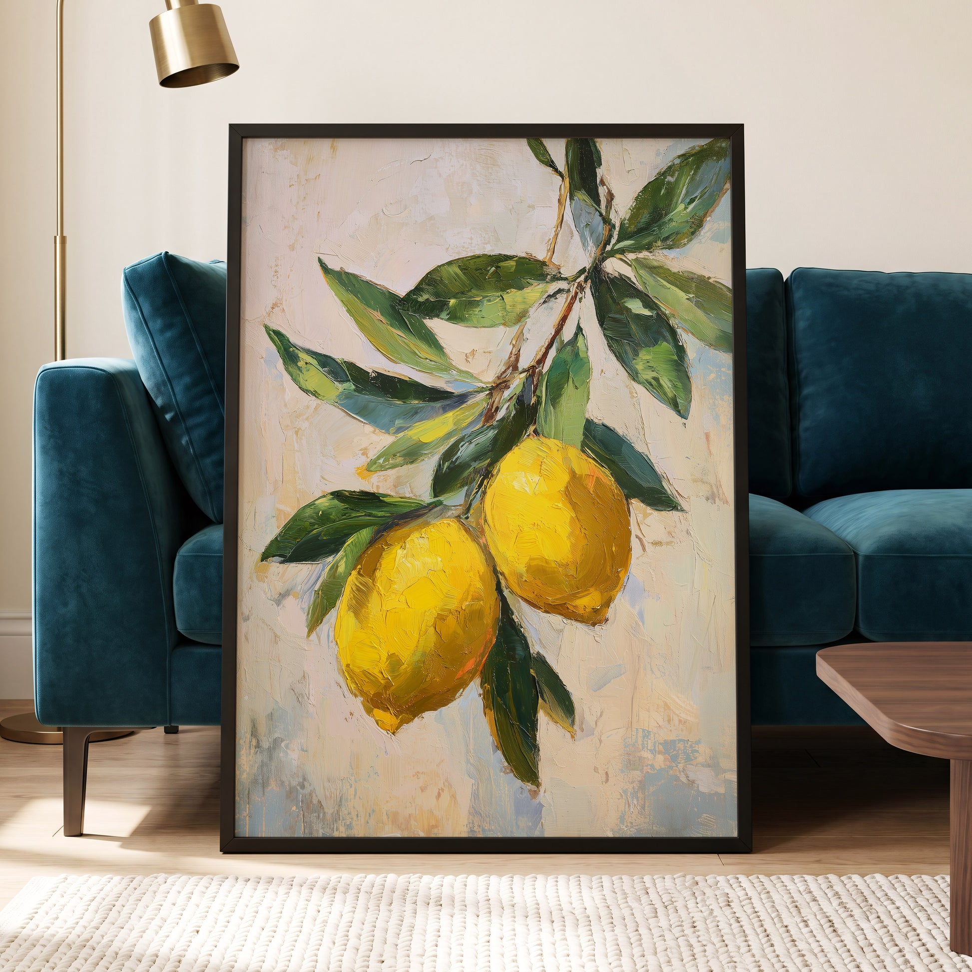 Sunlit Lemon Bough – wall art displayed in a styled interior, gallery view 6