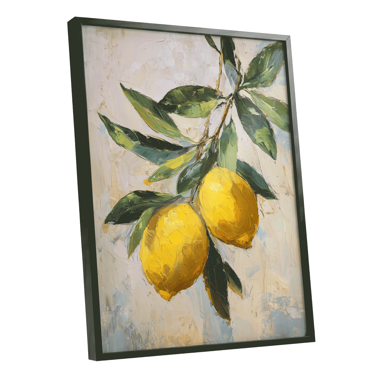 Sunlit Lemon Bough – black framed poster option