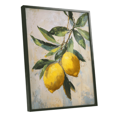 Sunlit Lemon Bough – black framed poster option