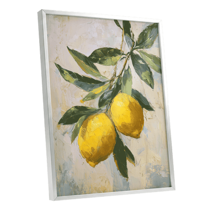 Sunlit Lemon Bough – silver framed poster option