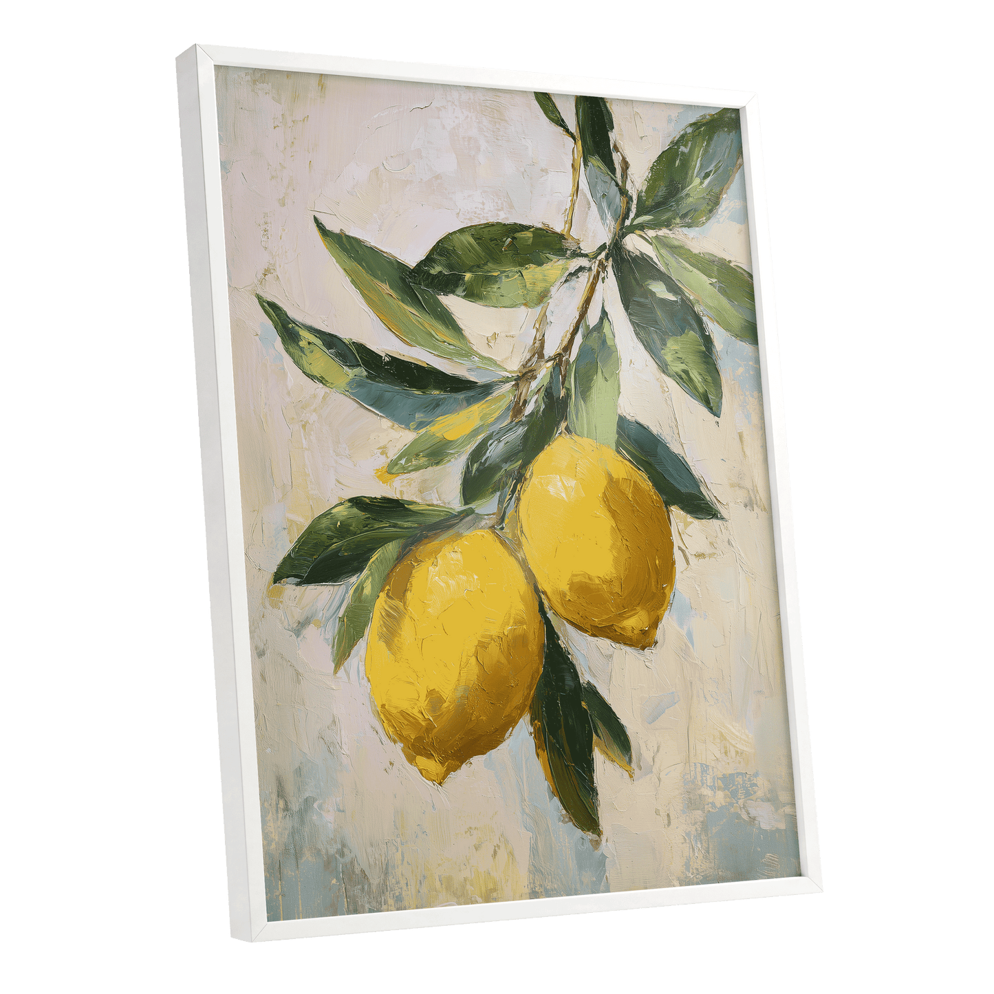 Sunlit Lemon Bough – white framed poster option