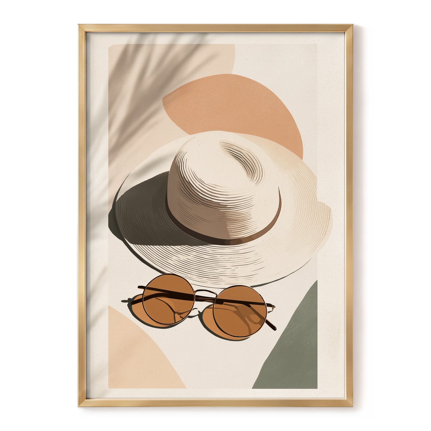 Sunlit Riviera, beige, brown, black minimalist wall art, front artwork view