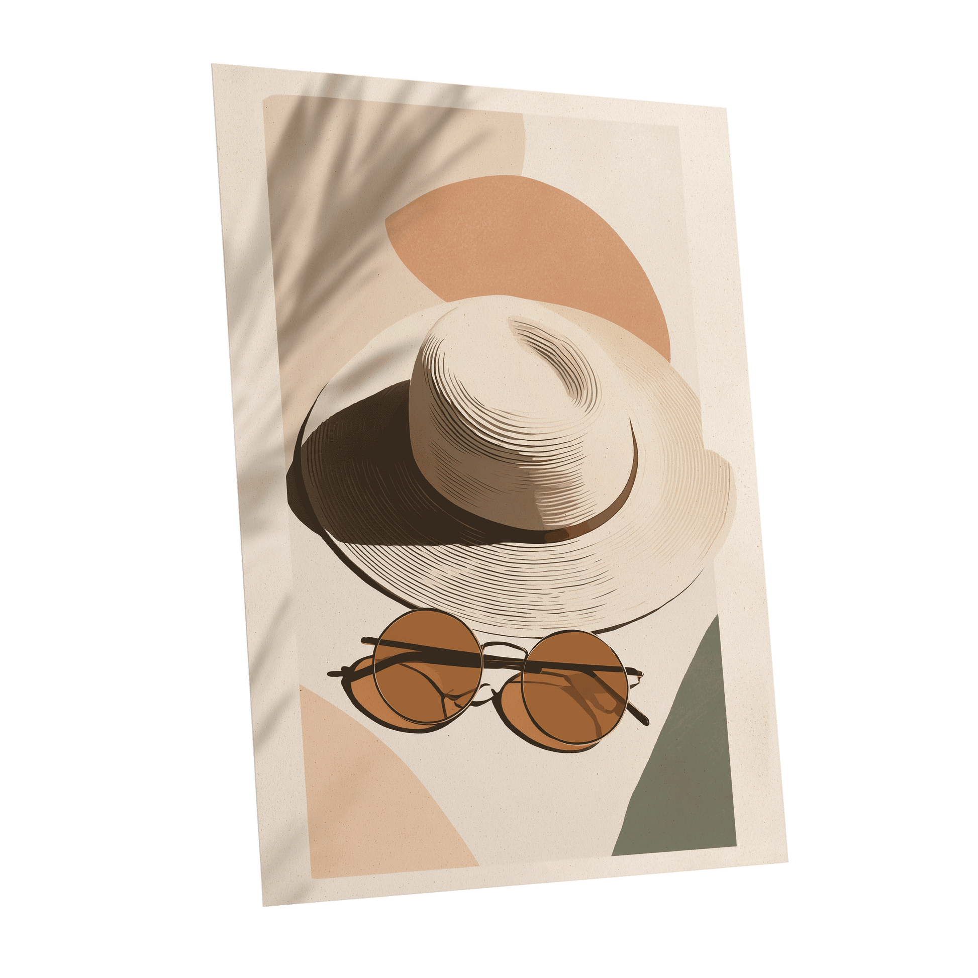Sunlit Riviera, beige, brown, black minimalist wall art shown as a unframed poster wall art print
