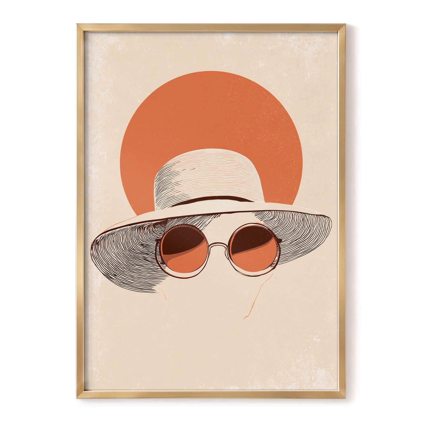 Sunshade Silhouette, beige, orange, brown minimalist wall art, front artwork view