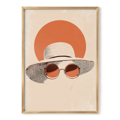 Sunshade Silhouette, beige, orange, brown minimalist wall art, front artwork view