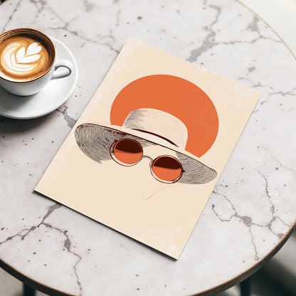 Sunshade Silhouette, beige, orange, brown minimalist wall art displayed in a styled interior, gallery view 3