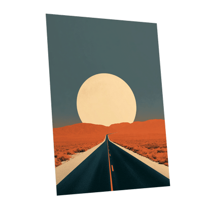 Sunward Highway, black, blue, orange nature wall art shown as a unframed poster wall art print