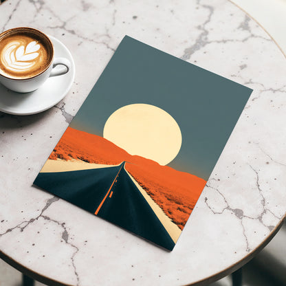 Sunward Highway, black, blue, orange nature wall art displayed in a styled interior, gallery view 3