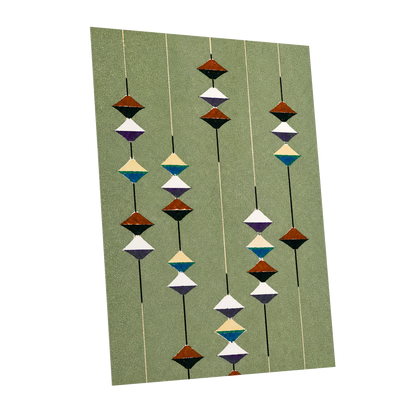 Suspended Rhythm, green, black, white abstract wall art shown as a unframed poster wall art print
