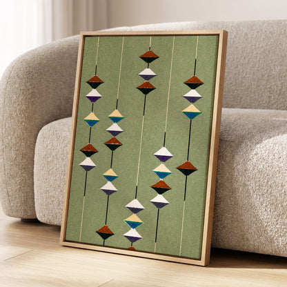 Suspended Rhythm, green, black, white abstract wall art displayed in a styled interior, gallery view 4