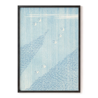 Swanwater Rhythm, blue, white, beige nature wall art, front artwork view