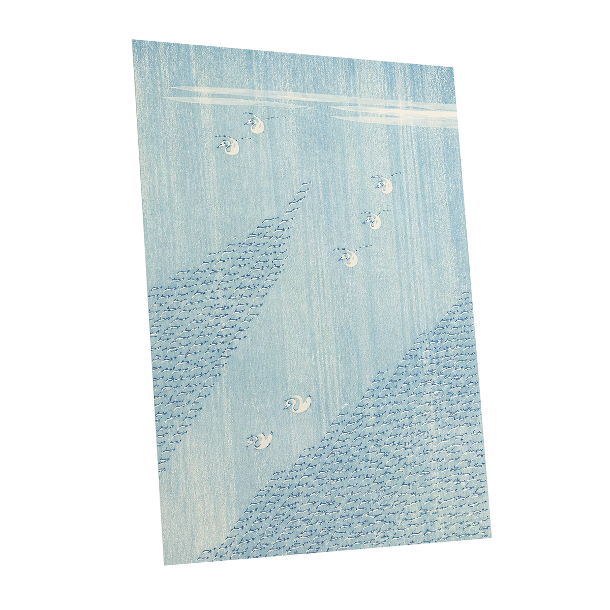 Swanwater Rhythm, blue, white, beige nature wall art shown as a unframed poster wall art print