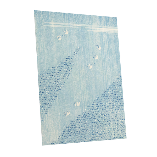 Swanwater Rhythm, blue, white, beige nature wall art shown as a unframed poster wall art print