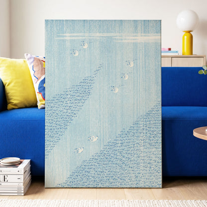 Swanwater Rhythm, blue, white, beige nature wall art displayed in a styled interior, gallery view 3