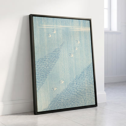 Swanwater Rhythm, blue, white, beige nature wall art displayed in a styled interior, gallery view 4