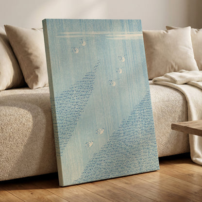 Swanwater Rhythm, blue, white, beige nature wall art displayed in a styled interior, gallery view 7