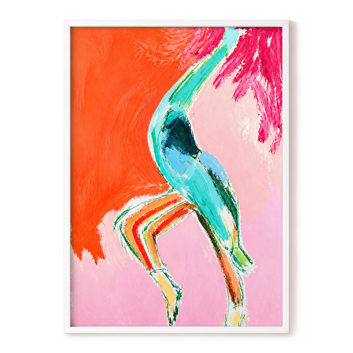 Tangerine Current, orange, pink, blue abstract wall art, front artwork view