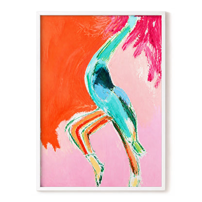 Tangerine Current, orange, pink, blue abstract wall art, front artwork view