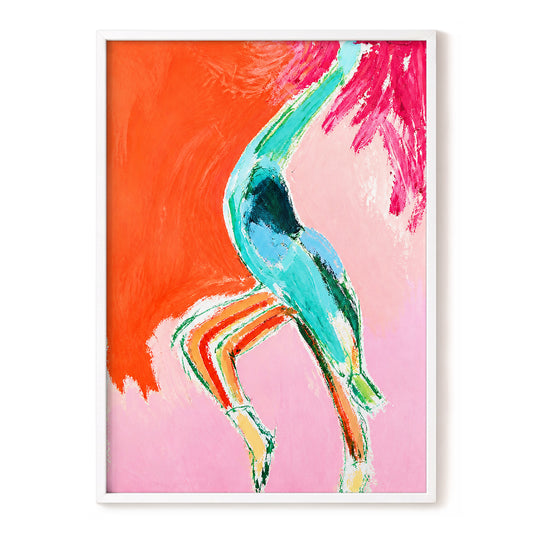 Tangerine Current, orange, pink, blue abstract wall art, front artwork view