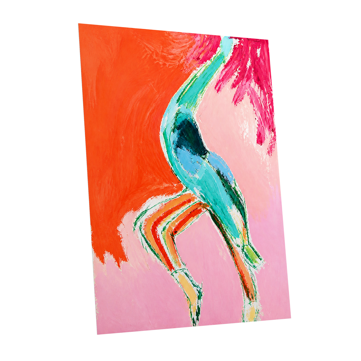 Tangerine Current, orange, pink, blue abstract wall art shown as a unframed poster wall art print