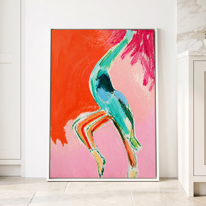 Tangerine Current, orange, pink, blue abstract wall art displayed in a styled interior, gallery view 4