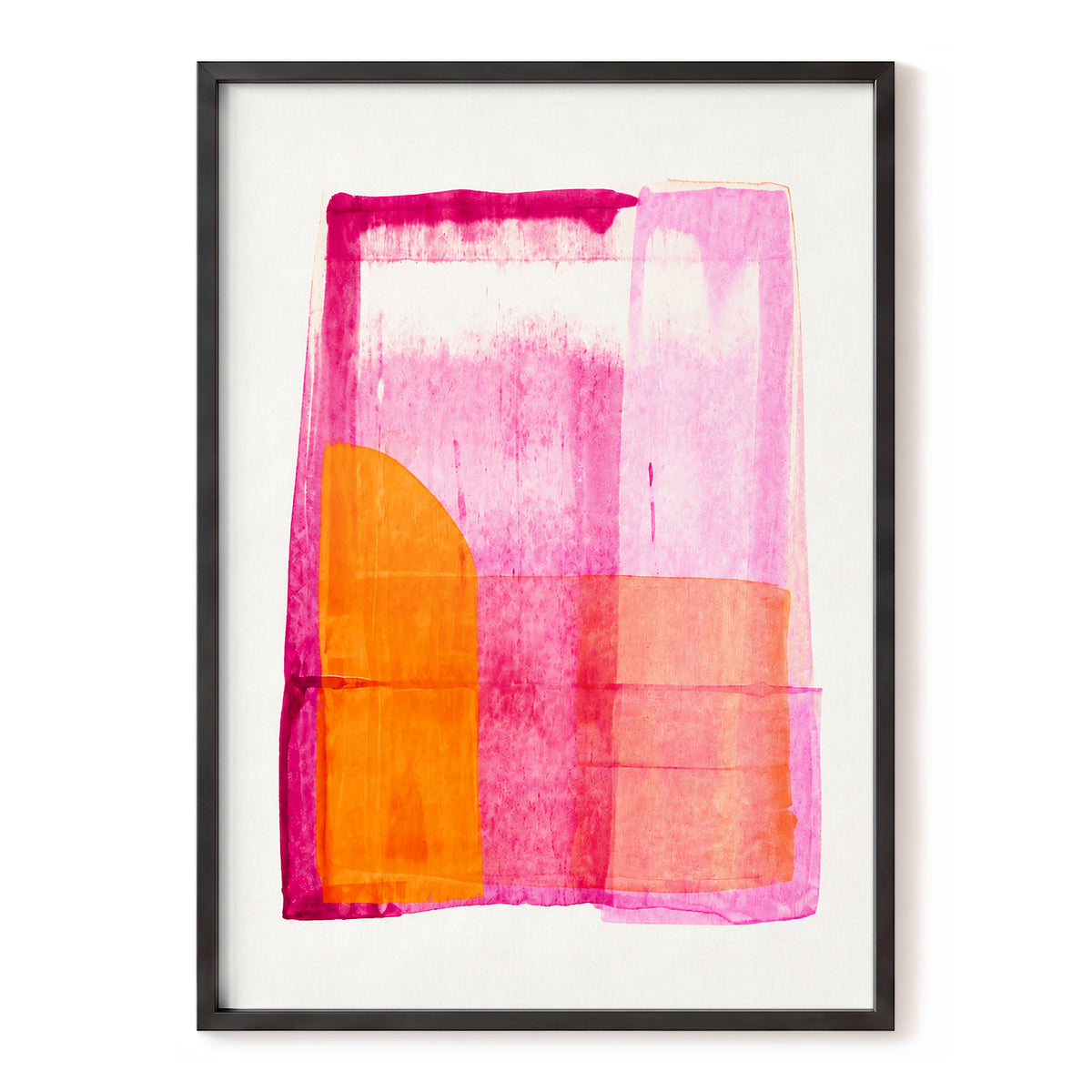 Tangerine Interlude, pink, orange, white abstract wall art, front artwork view