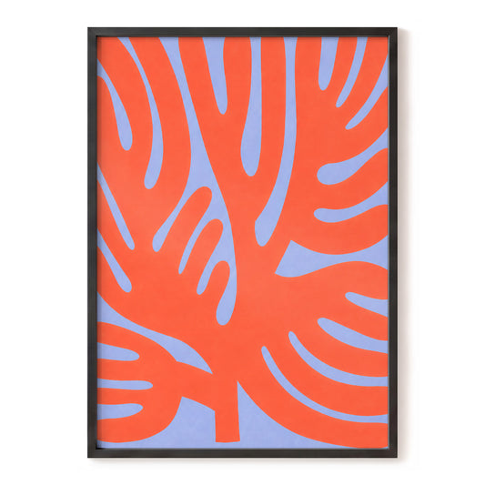 Tangerine Tangle, orange, blue, purple nature wall art, front artwork view