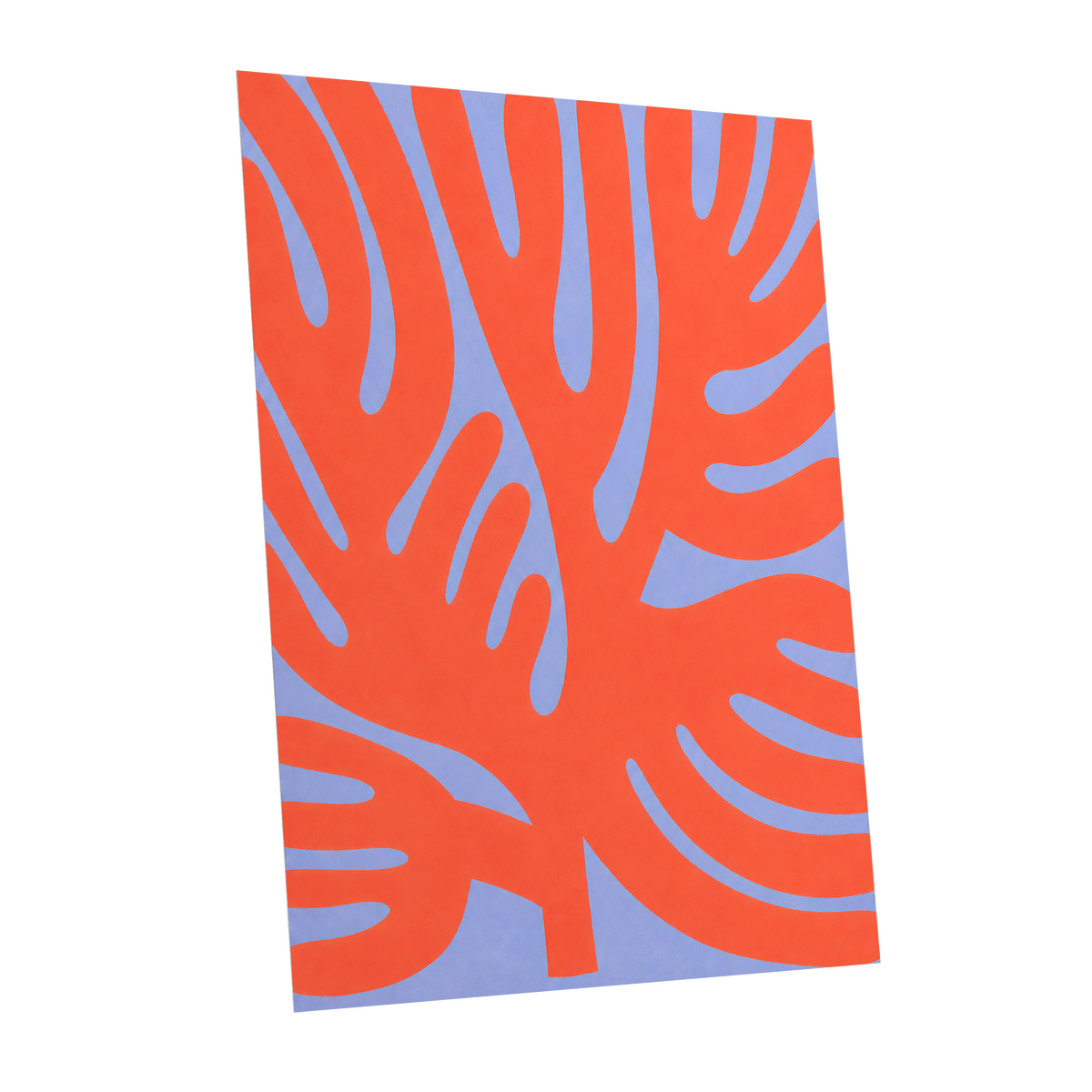 Tangerine Tangle, orange, blue, purple nature wall art shown as a unframed poster wall art print