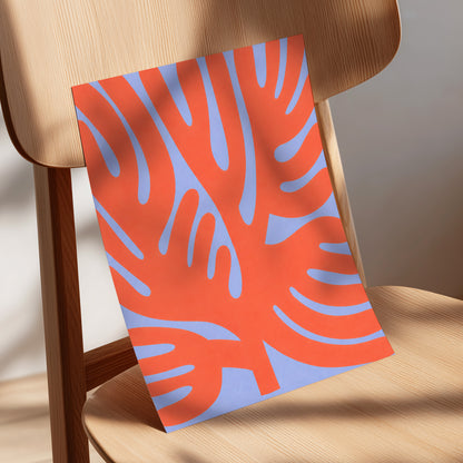 Tangerine Tangle, orange, blue, purple nature wall art displayed in a styled interior, gallery view 5