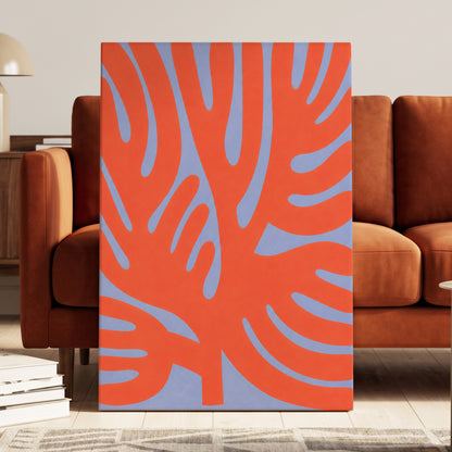 Tangerine Tangle, orange, blue, purple nature wall art displayed in a styled interior, gallery view 7